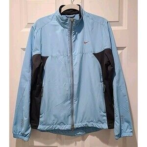 Nike Dri Fit TRAINING Jacket Women Full Zip Up Running LIGHT BLUE & GRAY